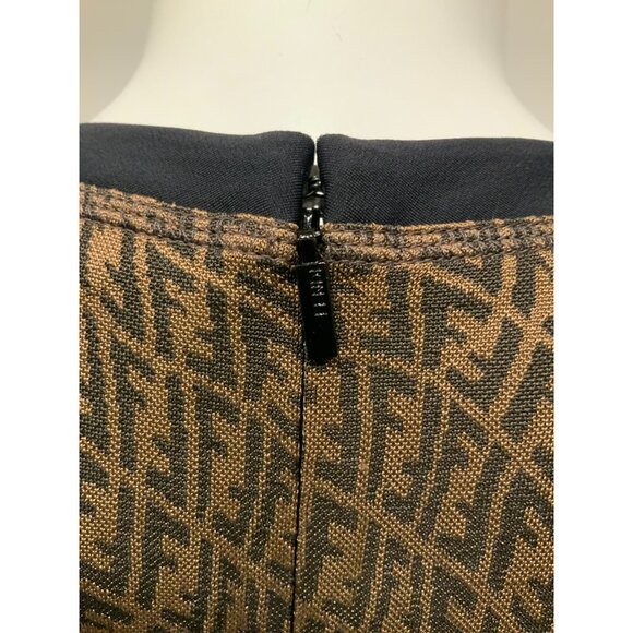 Fendi Brown FF-Vertigo Stretched Twisted Front Sheath Dress, Size 4 (US) 40 (IT) - Picture 10 of 12